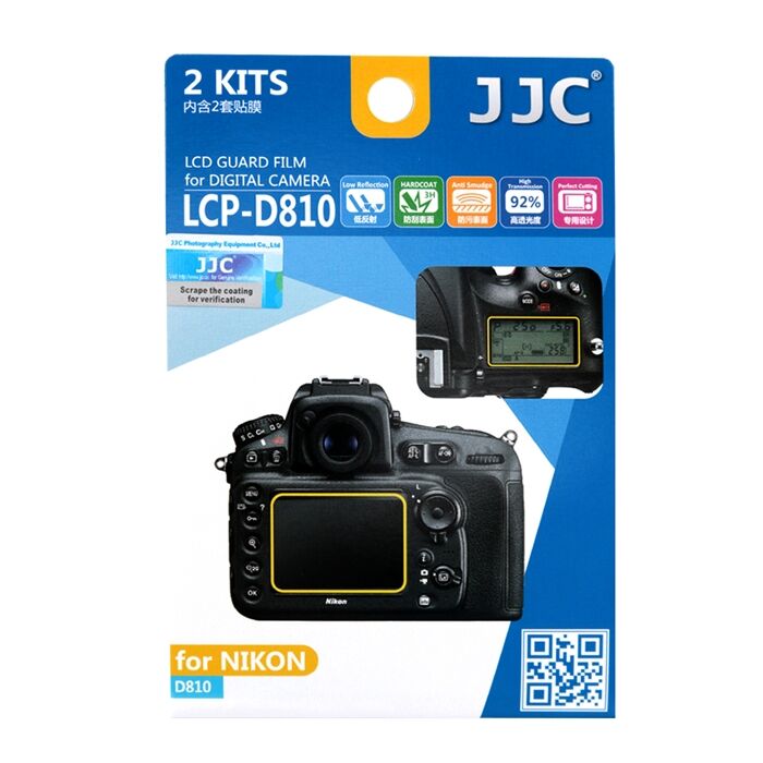 JJC LCP-D810 LCD Ekran Koruyucu Film 2'li Paket (Nikon D810, D810A)