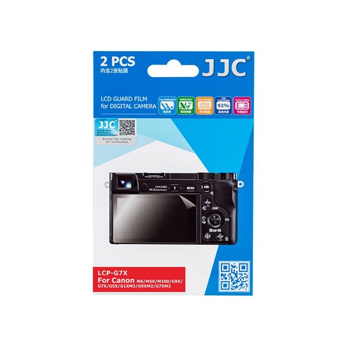 JJC LCP-G7X LCD Ekran Koruyucu Film 2'li Paket (Canon G9X II, G7X II, EOS M6, EOS M50, EOS M100, G1X III)