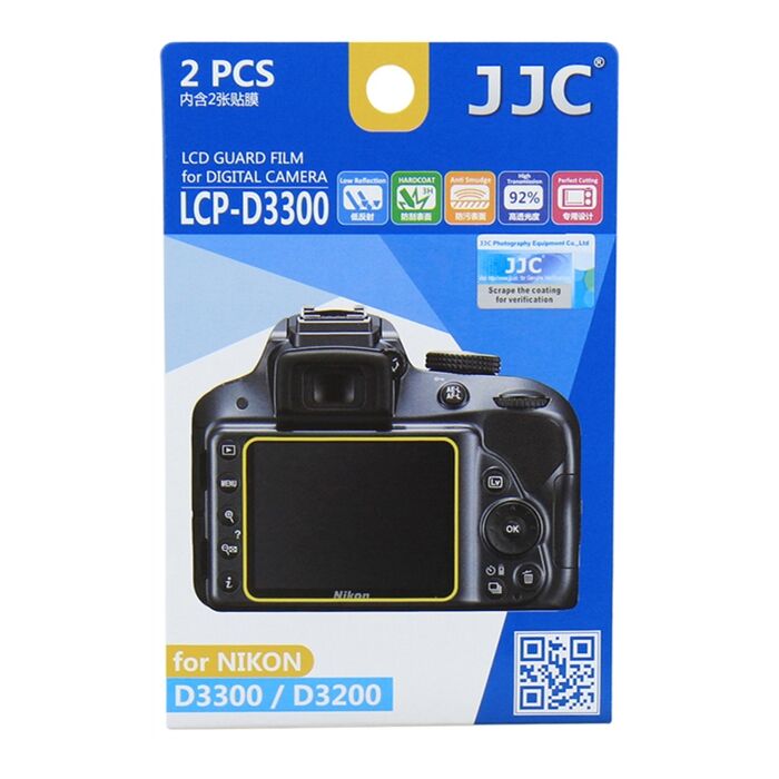 JJC LCP-D3300 LCD Ekran Koruyucu Film 2'li Paket (Nikon D3500, D3400, D3300, D3200)