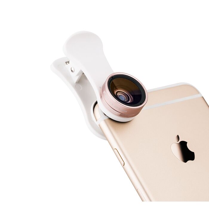 Kiwifotos 3in1 Akıllı Telefonlar İçin Geniş Açı & Makro & Balıkgözü Lens (Pembe)
