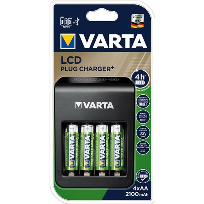 Varta LCD Plug Charger+ & 4x 2100mAh Şarjlı Pil