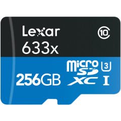 Lexar 256GB 633X 100MB/s SD Adaptörlü MicroSDXC Hafıza Kartı