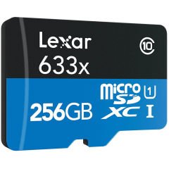 Lexar 256GB 633X 100MB/s SD Adaptörlü MicroSDXC Hafıza Kartı