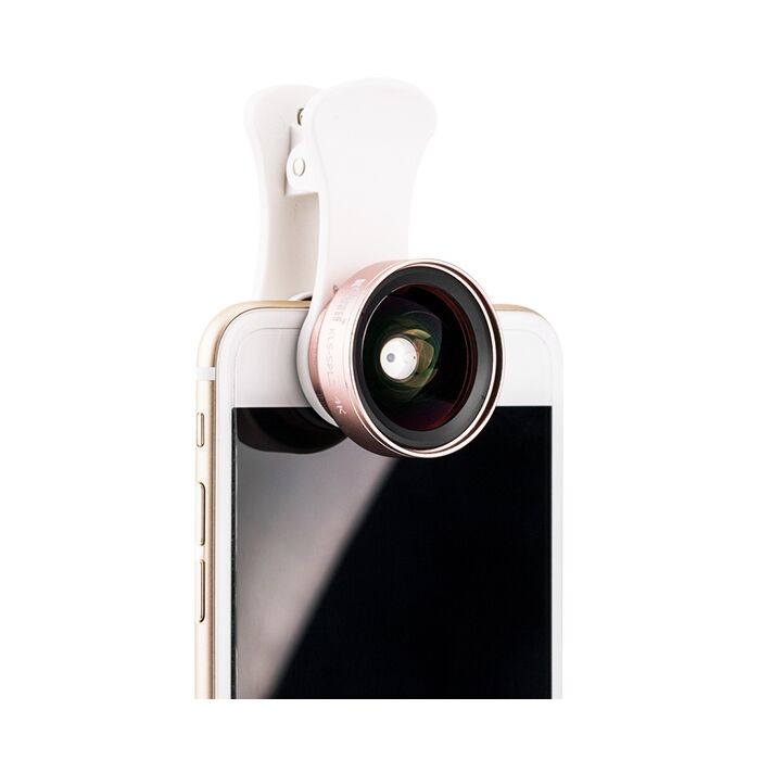 Kiwifotos 2in1 Akıllı Telefonlar İçin Geniş Açı & Makro Lens (Pembe)