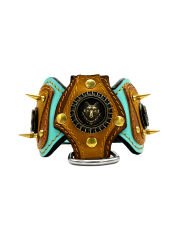 Wolf Figured Leather Luxury Spiked Dog Collar