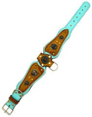 Wolf Figured Leather Luxury Spiked Dog Collar