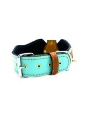 Wolf Figured Leather Luxury Spiked Dog Collar