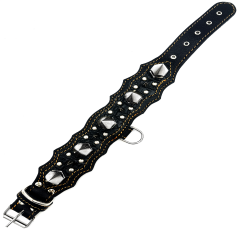 Big Silver Spiked Luxury Leather Dog Collar