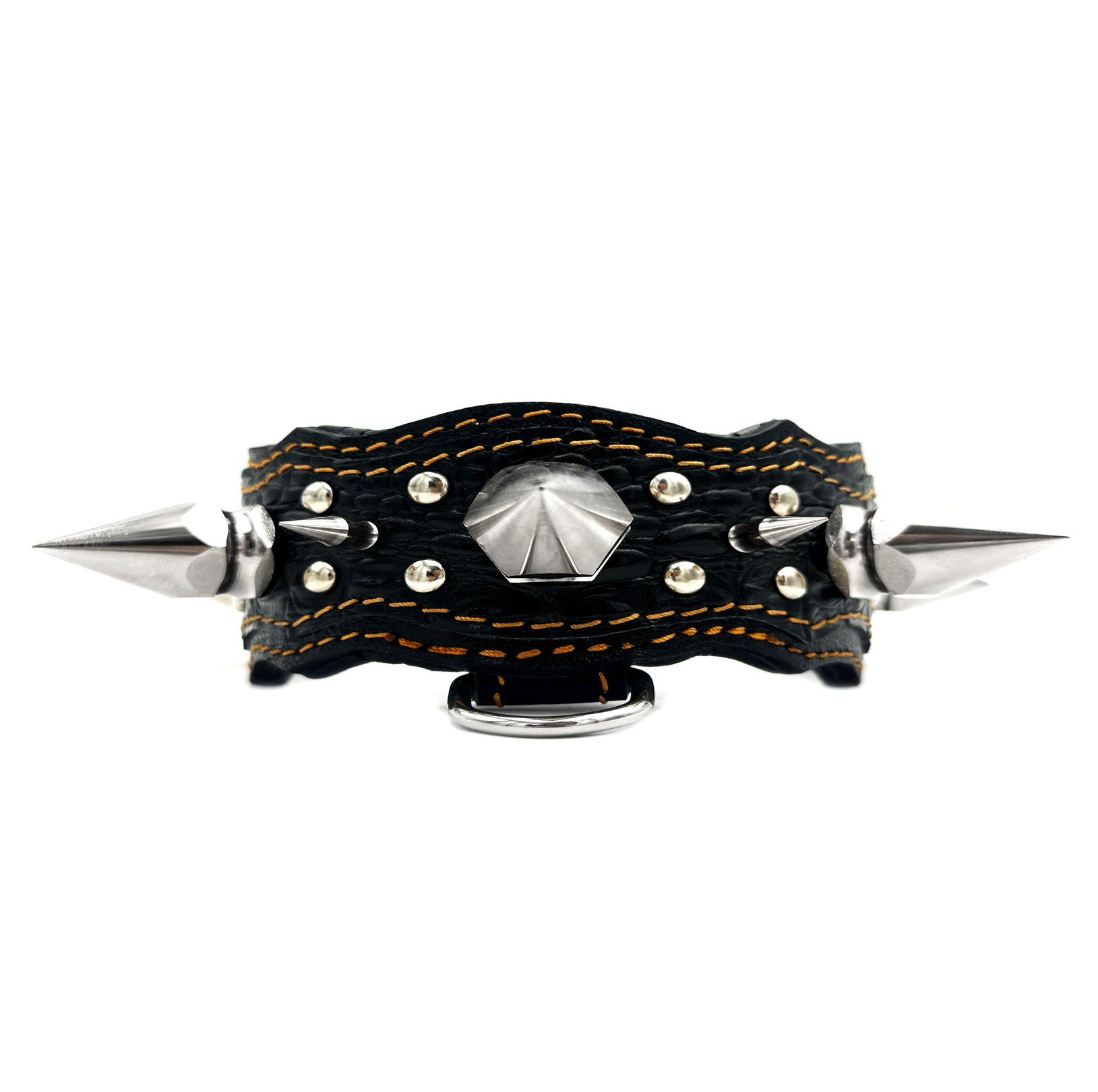 Big Silver Spiked Luxury Leather Dog Collar