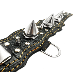 Big Silver Spiked Luxury Leather Dog Collar