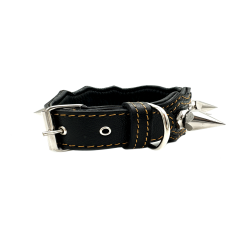 Big Silver Spiked Luxury Leather Dog Collar
