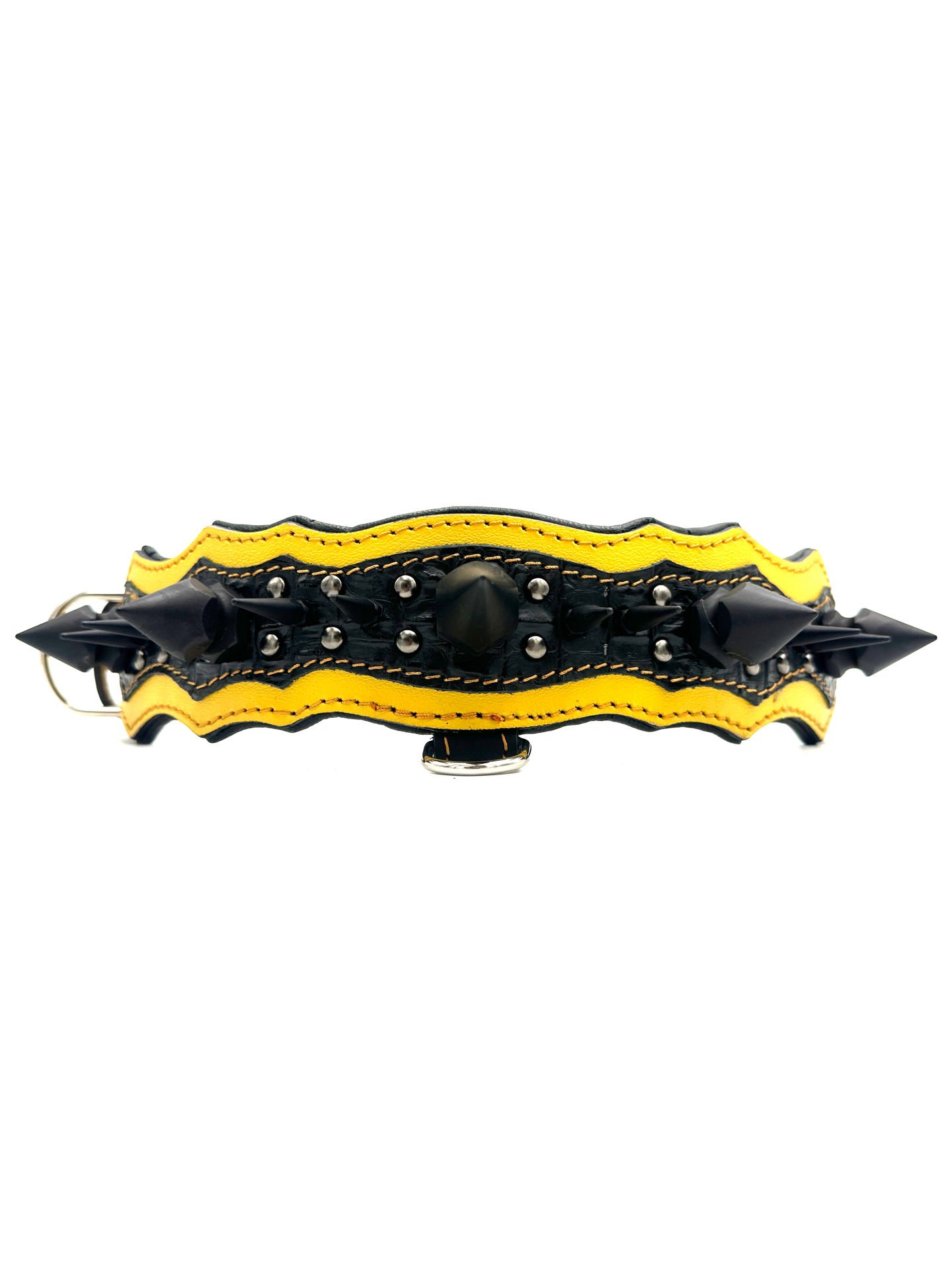 Luxury Handmade Black Spiked Leather Dog Collar