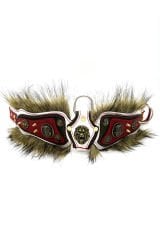 Red ''Griffin'' Fur Leather Dog Collar