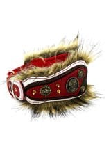 Red ''Griffin'' Fur Leather Dog Collar