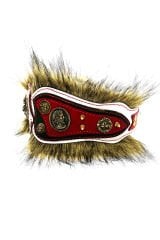 Red ''Griffin'' Fur Leather Dog Collar