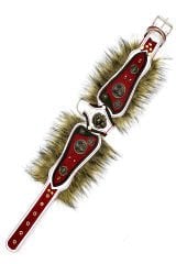 Red ''Griffin'' Fur Leather Dog Collar