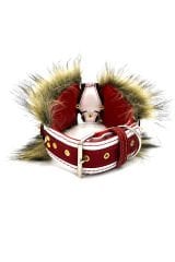 Red ''Griffin'' Fur Leather Dog Collar