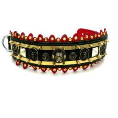 Dark Green ''Viking'' Leather Dog Collar