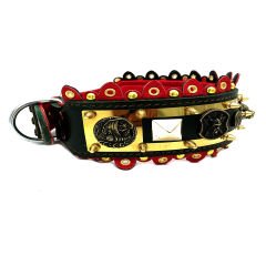 Dark Green ''Viking'' Leather Dog Collar