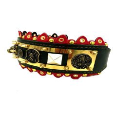 Dark Green ''Viking'' Leather Dog Collar