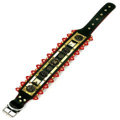 Dark Green ''Viking'' Leather Dog Collar