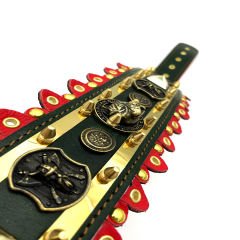Dark Green ''Viking'' Leather Dog Collar