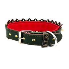 Dark Green ''Viking'' Leather Dog Collar