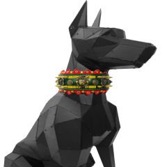 Dark Green ''Viking'' Leather Dog Collar