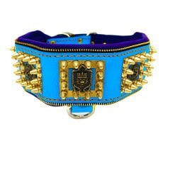 Blue Lion Head Exclusive Leather Dog Collar