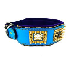 Blue Lion Head Exclusive Leather Dog Collar