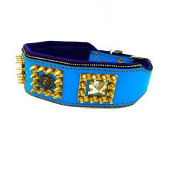Blue Lion Head Exclusive Leather Dog Collar