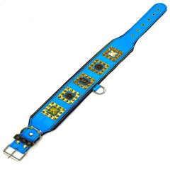 Blue Lion Head Exclusive Leather Dog Collar