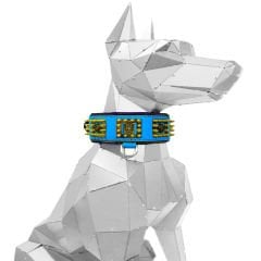 Blue Lion Head Exclusive Leather Dog Collar