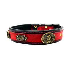Poseidon Figured Luxury Handmade Leather Dog Collar