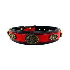 Poseidon Figured Luxury Handmade Leather Dog Collar