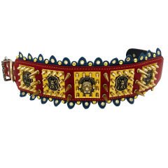 Red ''Viking'' Spiked Leather Dog Collar