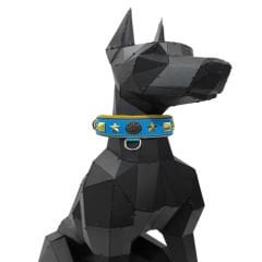 Blue ''Star'' Reflected Leather Dog Collar
