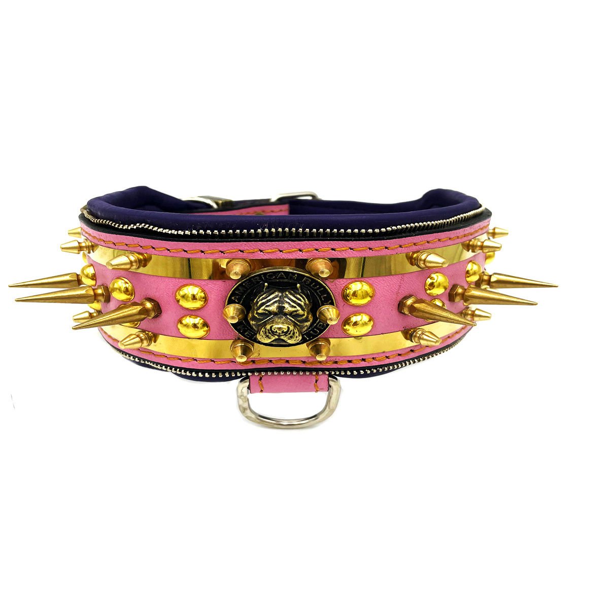 Fuschia ''Venus'' Spiked Leather Dog Collar