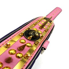 Fuschia ''Venus'' Spiked Leather Dog Collar