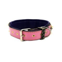 Fuschia ''Venus'' Spiked Leather Dog Collar