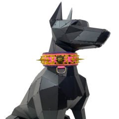 Fuschia ''Venus'' Spiked Leather Dog Collar