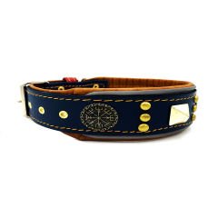 Navy Blue ''Diana'' Reflected Leather Dog Collar