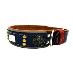 Navy Blue ''Diana'' Reflected Leather Dog Collar