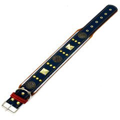 Navy Blue ''Diana'' Reflected Leather Dog Collar