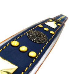 Navy Blue ''Diana'' Reflected Leather Dog Collar