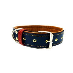Navy Blue ''Diana'' Reflected Leather Dog Collar