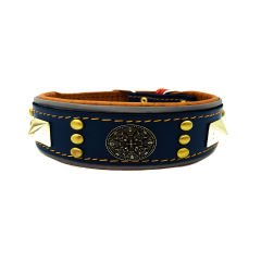 Navy Blue ''Diana'' Reflected Leather Dog Collar