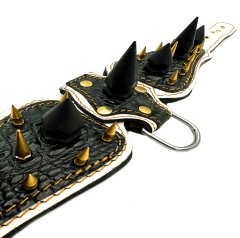 Crocodile Embossed Big Spiked Luxury Leather Dog Collar