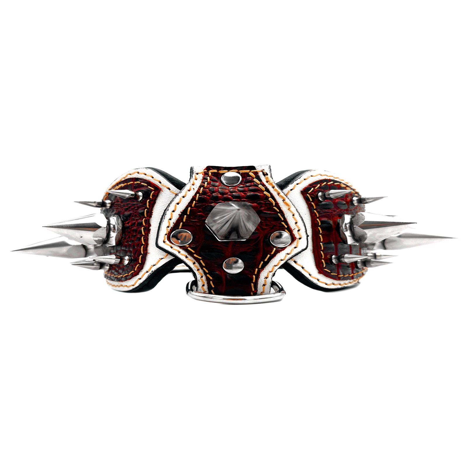 Big Silver Spiked Handmade Leather Dog Collar