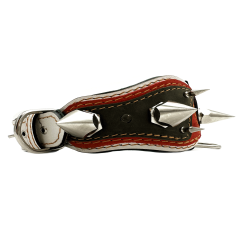 Silver Big Spiked Layered Handmade Leather Dog Collar